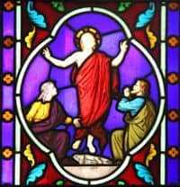 Stained Glass Window depiction of Jesus' Ascension