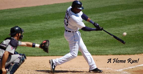 Baseball game with message, "A Home Run".