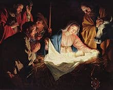 Image of Mary with the Baby Jesus surrounded by Shepherds