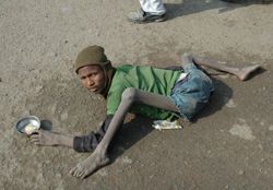 Beggar on the streets of India