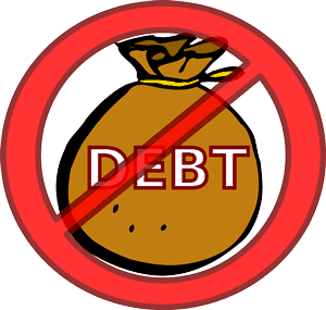 Sign: No entry "Debt"