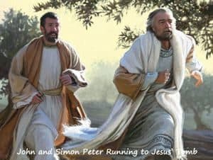 Disciples running to see Jesus' empty tomb