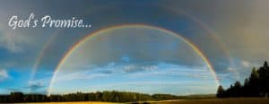 Double rainbow with message, "God's promise".