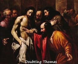 Doubting Thomas examining Jesus' pierced side