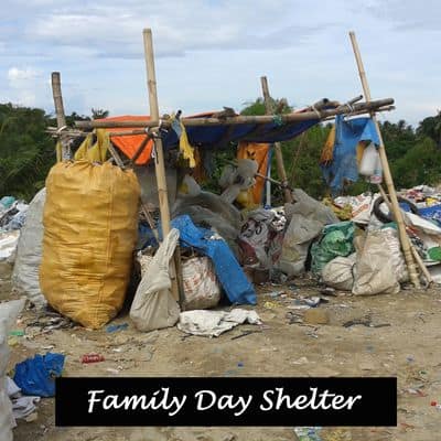 A day-time shelter for a family on the garbage dump.