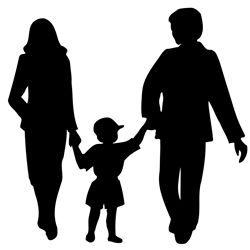 Silhouette of parents and child