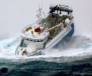 Fishing Boat In Sea Storm