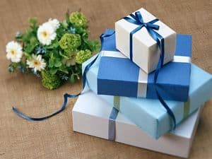 Gift boxes and flowers