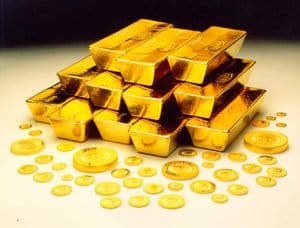 Selection of Gold bars and coins