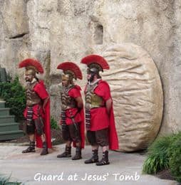 Roman soldiers guarding Jesus' sealed tomb