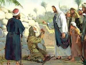 Sketch showing Jesus healing