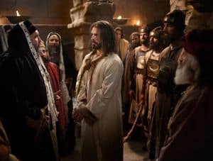 Jesus at His trial before Caiaphas