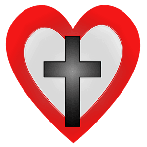 Red Heart with Black Cross inside