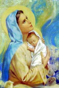 Mary holding the baby Jesus
