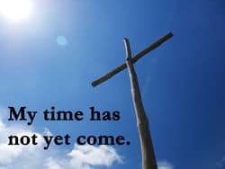 Cross with quote - "My time has not..."