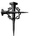 Black Cross made from nails and a crown of thorns