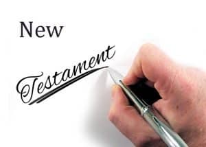 Person writing: New Testament