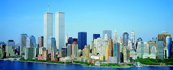 Panoramic view on Twin Towers, New York.