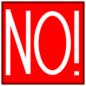 "NO" against a red background
