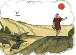 Sketch of man sowing seed