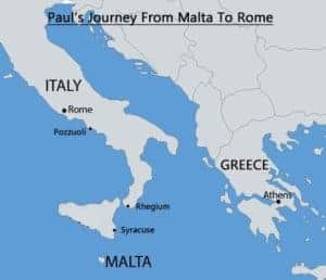 Paul's Journey Malta to Rome