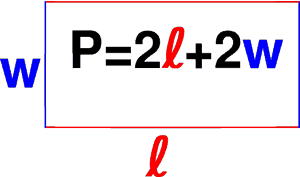 Equation for calculating the perimeter of a rectangle.