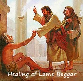 Peter heals lame beggar