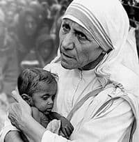 St Mother Teresa holding a child