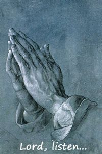 Hands in prayer with title, "Lord Listen"