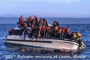 Refugees arrive at Lesvos in 2018