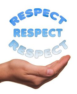 Hand with the word RESPECT above
