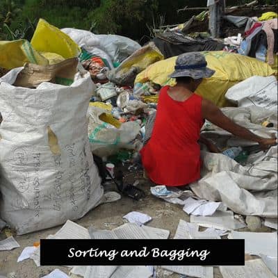 A worker sorting metals and plastic on the dump.