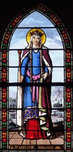 Stain glass window image of St Adelaide