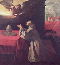 Image of St Bonaventure kneeling in prayer