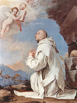 Image of St Bruno of Cologne kneeling in prayer