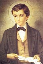 Picture of St Dominic Savio with a book in his hands