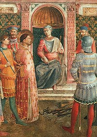 Image of St Lawrence at his trial.