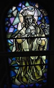 Stain glass window image of St Wolfgang