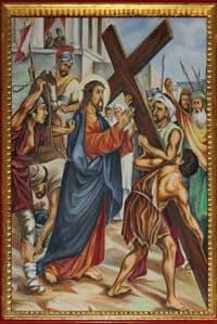 Picture of the Second Station - Jesus receives His Cross.