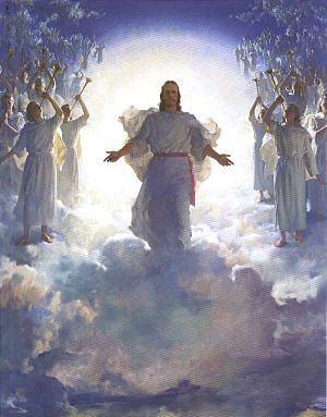 Image of Jesus among the Angels in the clouds