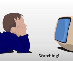 Sketch of a child watching TV