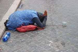 Woman beggar on the streets of Rome