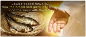 Jesus shares bread and fish